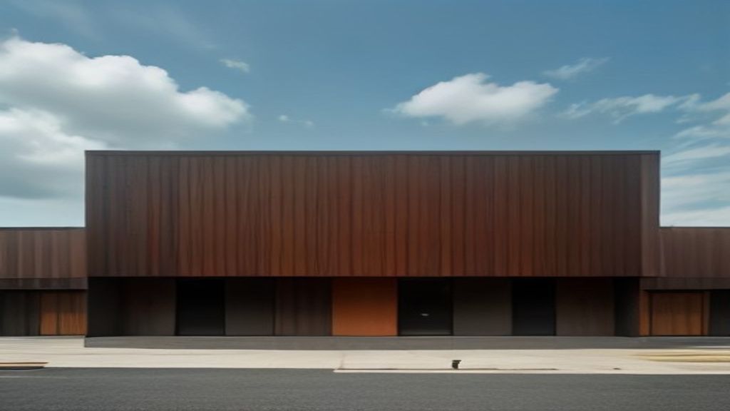 Weathering steel facade with a stable rust-orange patina.