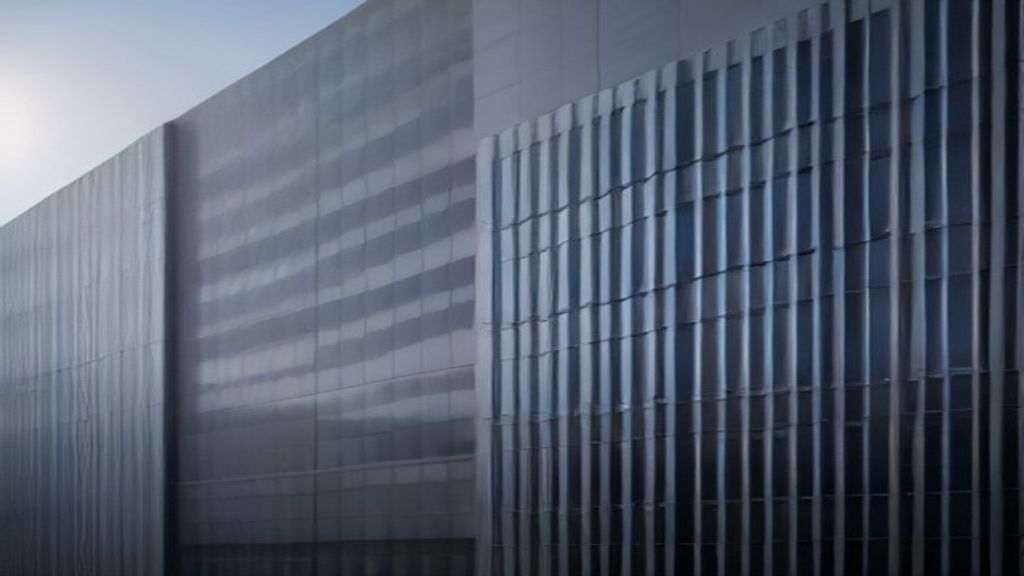 Expanded metal mesh wrapping a modern facade.
